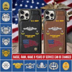 Navy Badge, Anchors Aweigh - Leather Flip Phone Case