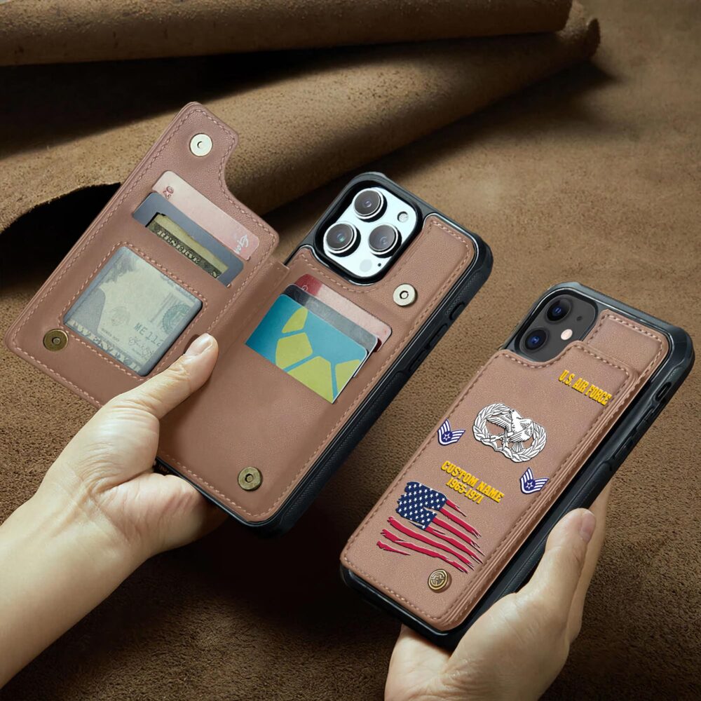 Air Force Badge, E 8 Air Force Senior Master Sergeant - Leather Flip Phone Case - Image 2