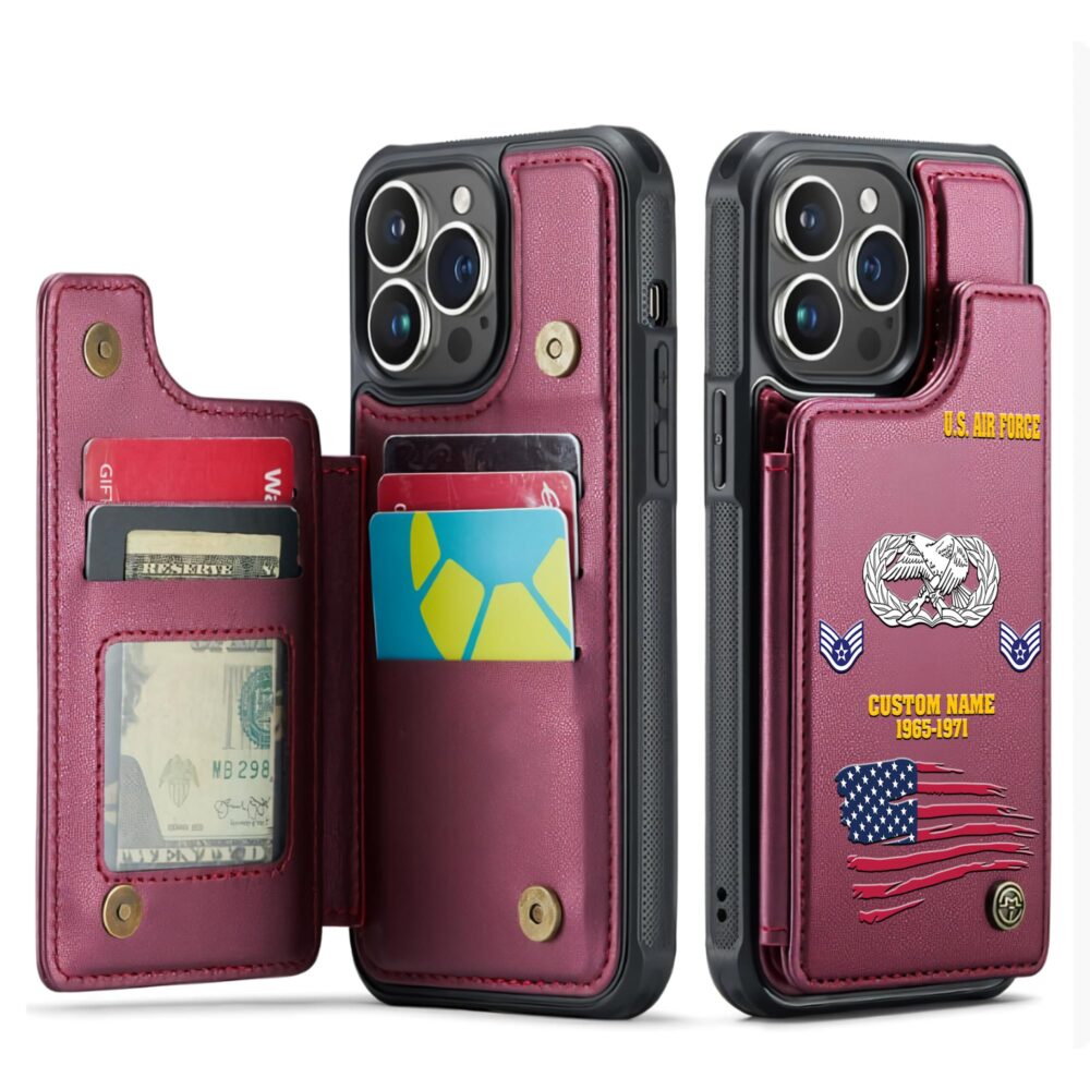 Air Force Badge, E 8 Air Force Senior Master Sergeant - Leather Flip Phone Case - Image 4