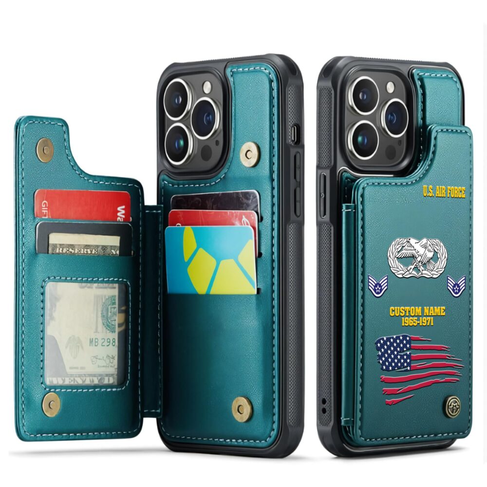 Air Force Badge, E 8 Air Force Senior Master Sergeant - Leather Flip Phone Case - Image 5