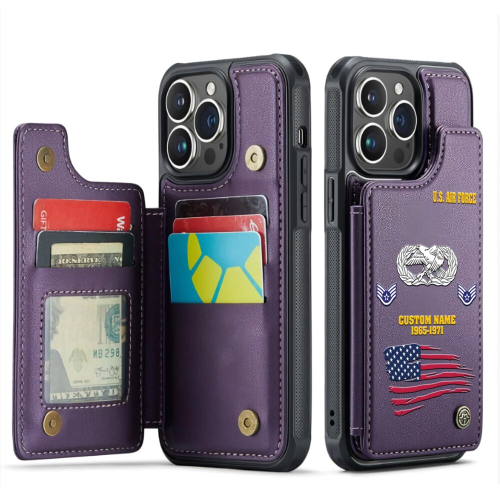 Air Force Badge, E 8 Air Force Senior Master Sergeant - Leather Flip Phone Case - Image 6