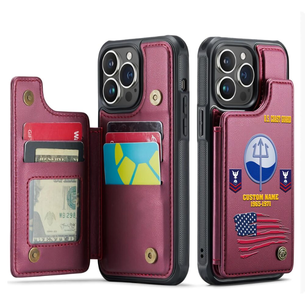 Coast Guard Rating, Defender of Freedom - Leather Flip Phone Case - Image 4