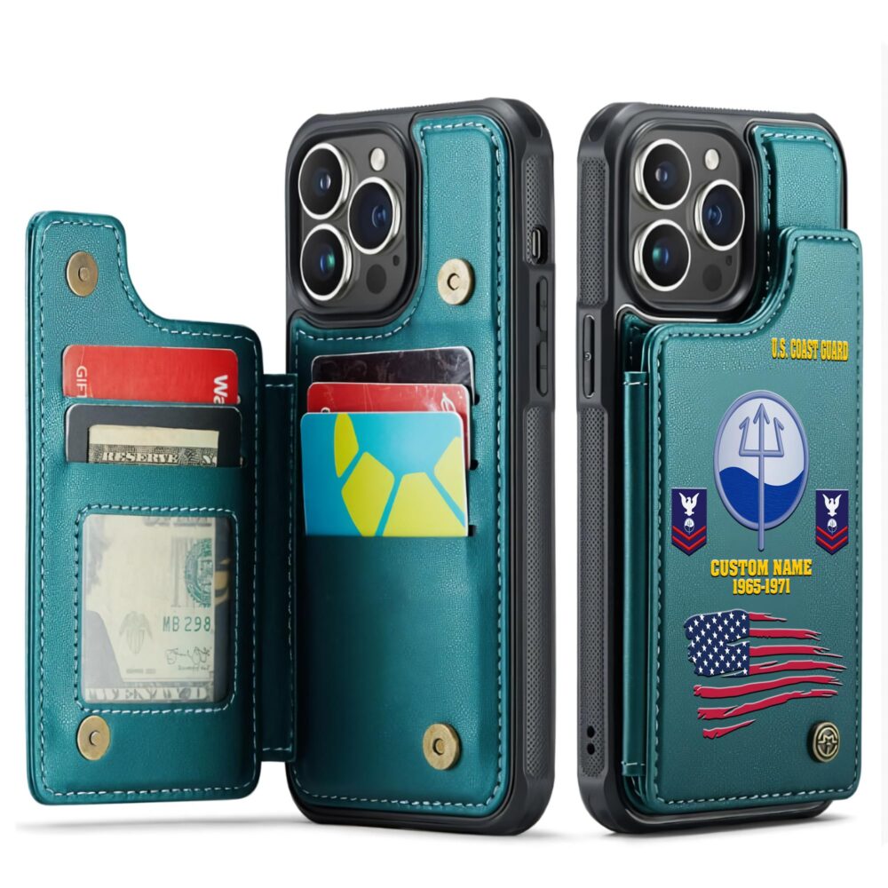 Coast Guard Rating, Defender of Freedom - Leather Flip Phone Case - Image 5
