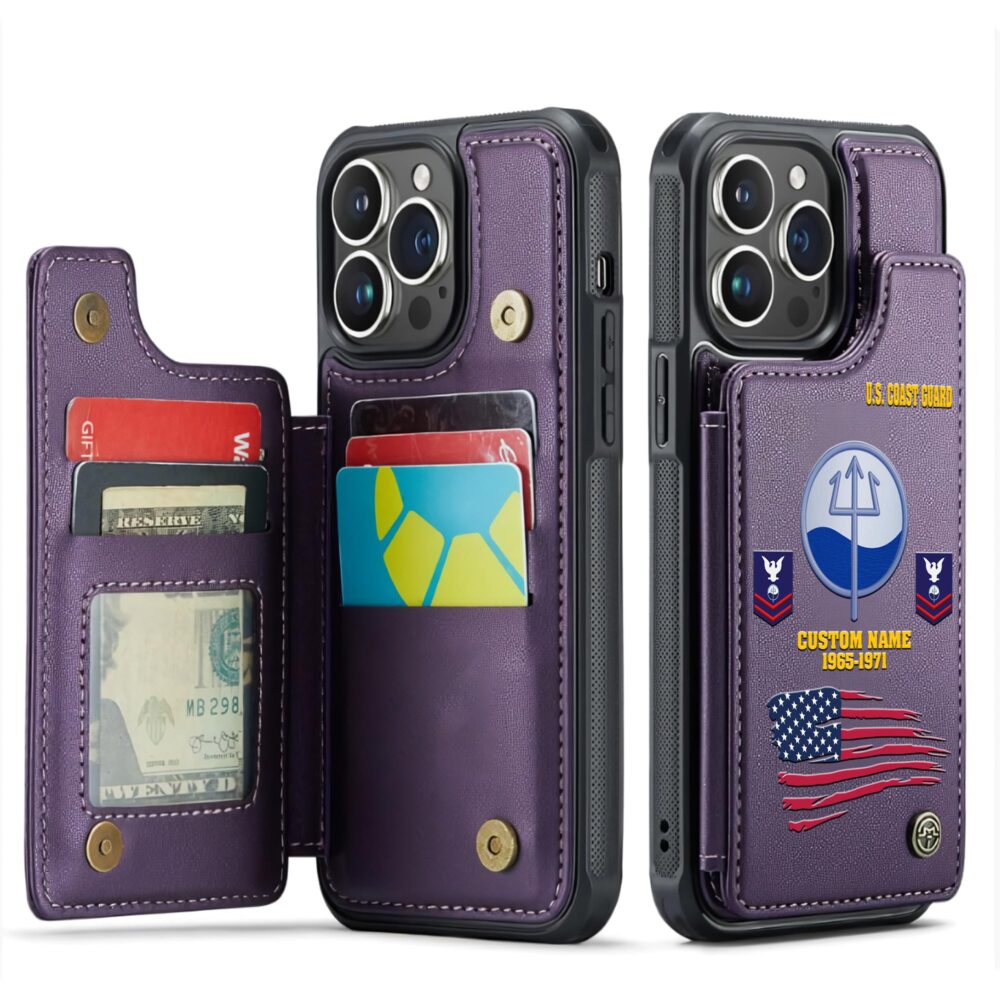 Coast Guard Rating, Defender of Freedom - Leather Flip Phone Case - Image 6