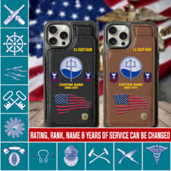 Coast Guard Rating, Defender of Freedom - Leather Flip Phone Case