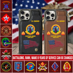 Marine Battalion, The Few, The Proud - Leather Flip Phone Case