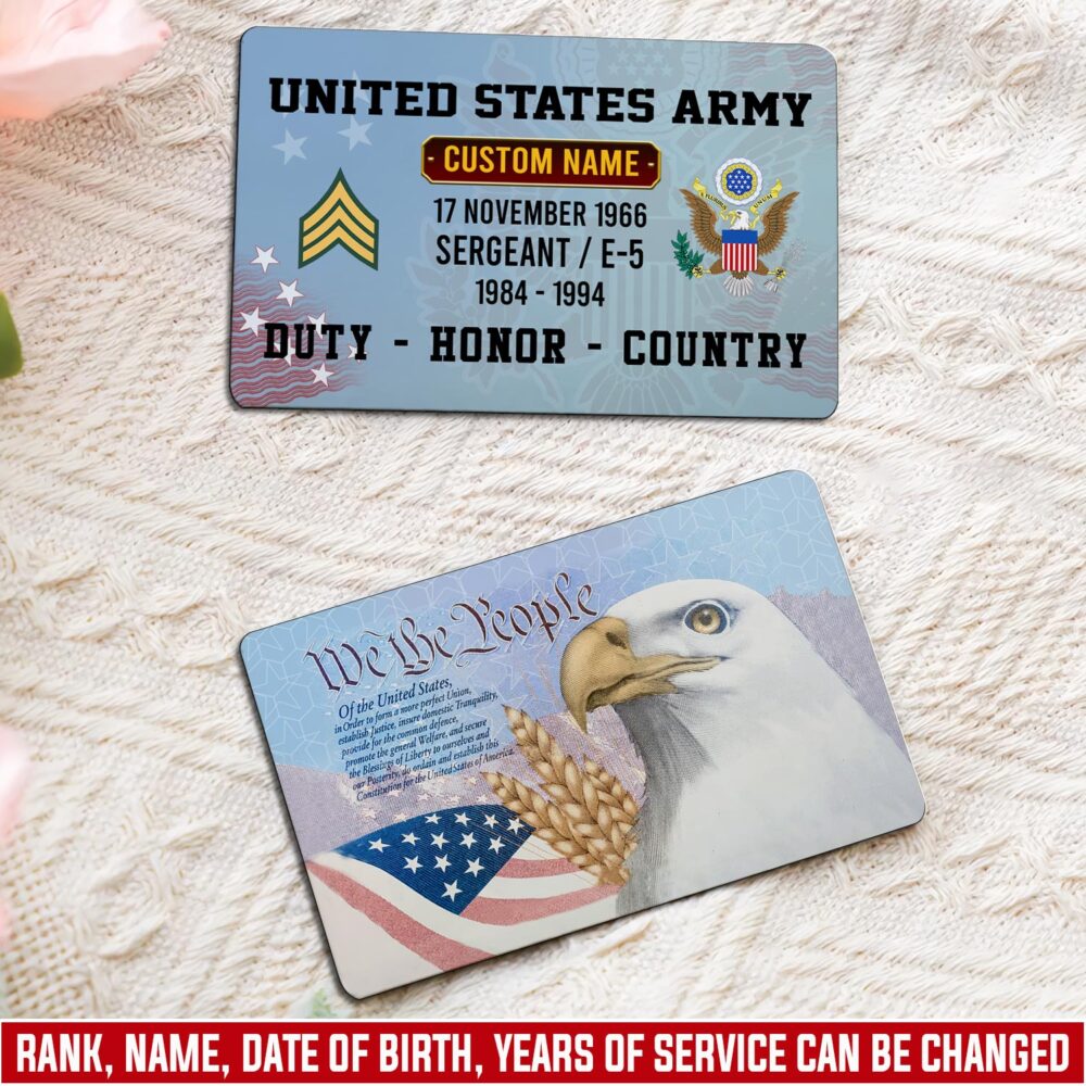 US Army, Honoring All Who Served - Printed Metal Card