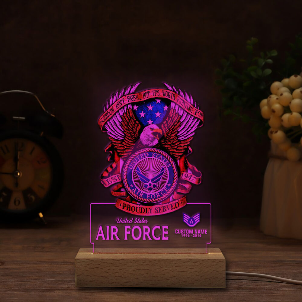 US Air Force , Freedom Isn't Free - Personalized Led Lamp - Image 4