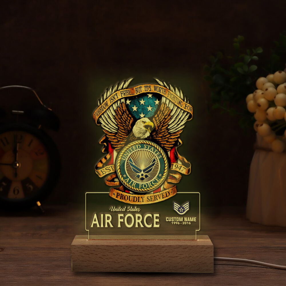 US Air Force , Freedom Isn't Free - Personalized Led Lamp - Image 5