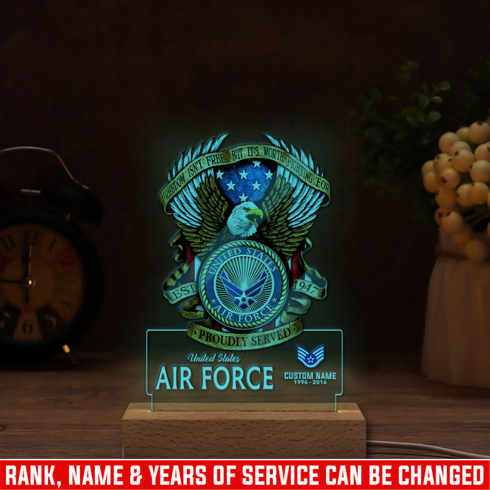 US Air Force , Freedom Isn't Free - Personalized Led Lamp