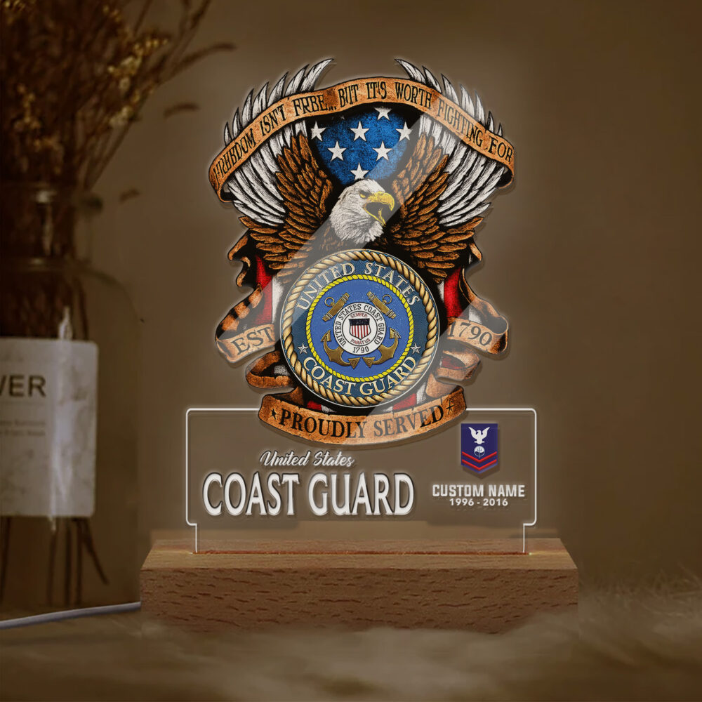 US Coast Guard, Thank a Veteran - Personalized Led Lamp - Image 2