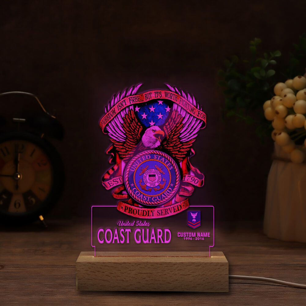 US Coast Guard, Thank a Veteran - Personalized Led Lamp - Image 4