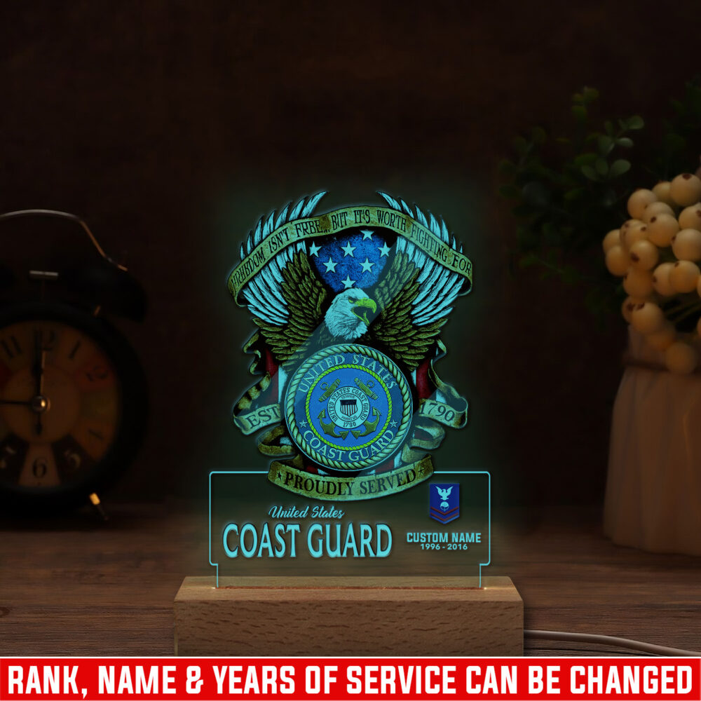 US Coast Guard, Thank a Veteran - Personalized Led Lamp