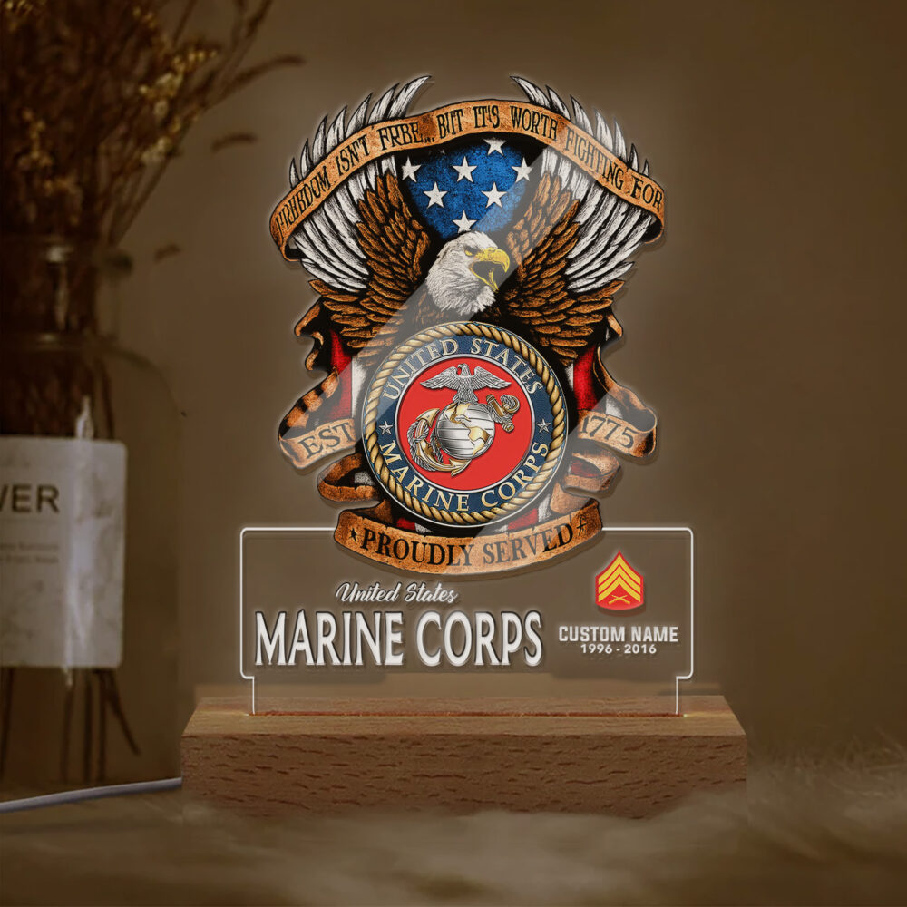 US Marine Corps, The Few, The Proud - Personalized Led Lamp - Image 2