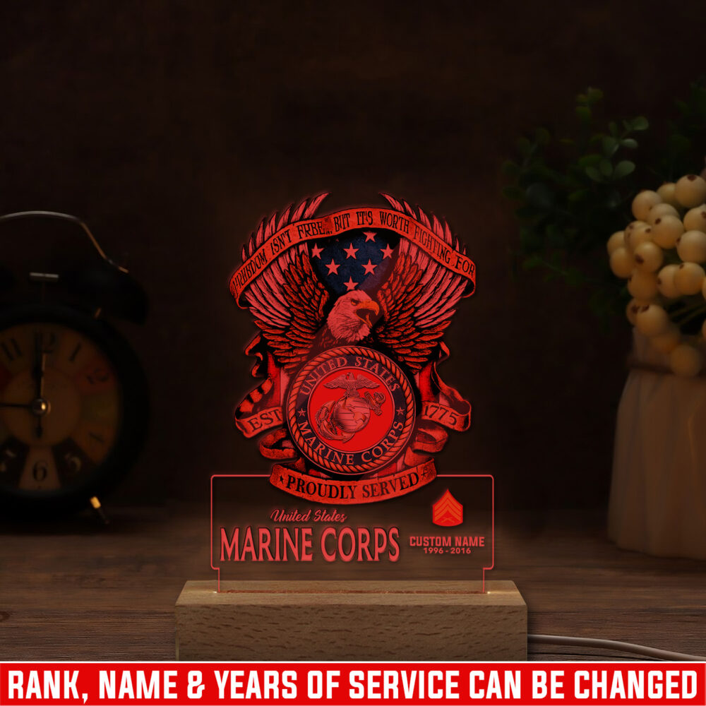 US Marine Corps, The Few, The Proud - Personalized Led Lamp