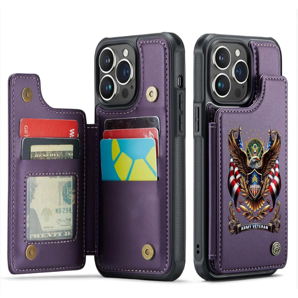 US Army, E 6 Army Staff Sergeant - Leather Flip Phone Case - Image 6