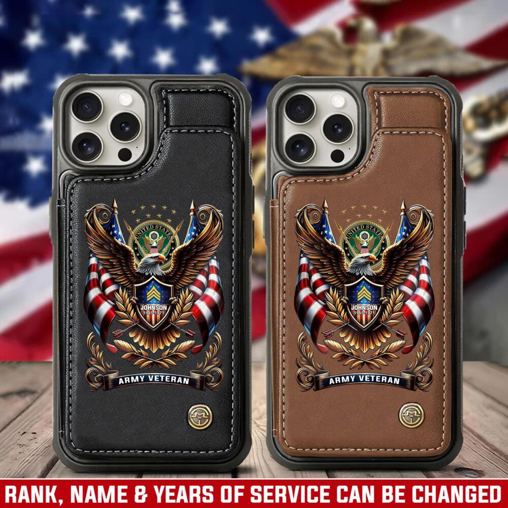 US Army, E 6 Army Staff Sergeant - Leather Flip Phone Case