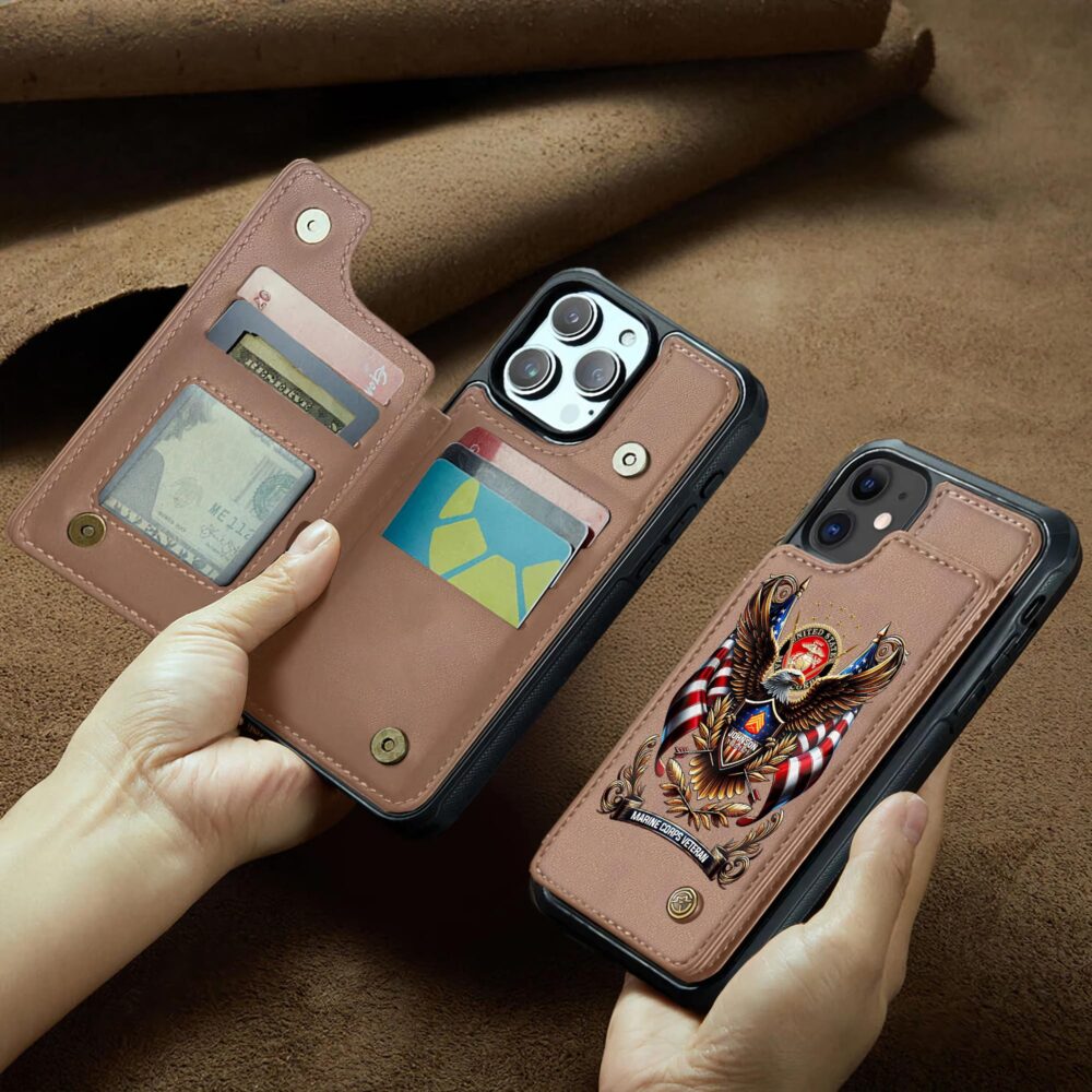 US Marine Corps, Honoring All Who Served - Leather Flip Phone Case - Image 2