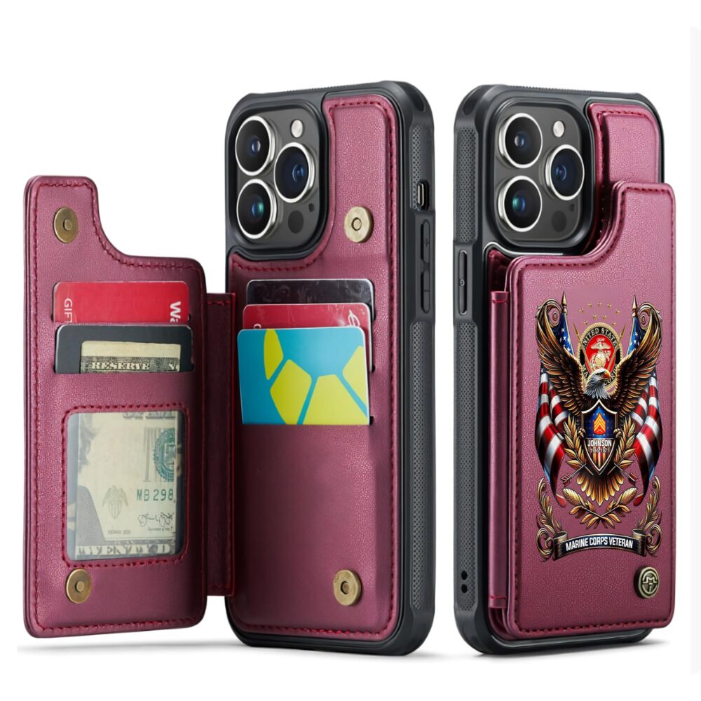 US Marine Corps, Honoring All Who Served - Leather Flip Phone Case - Image 4