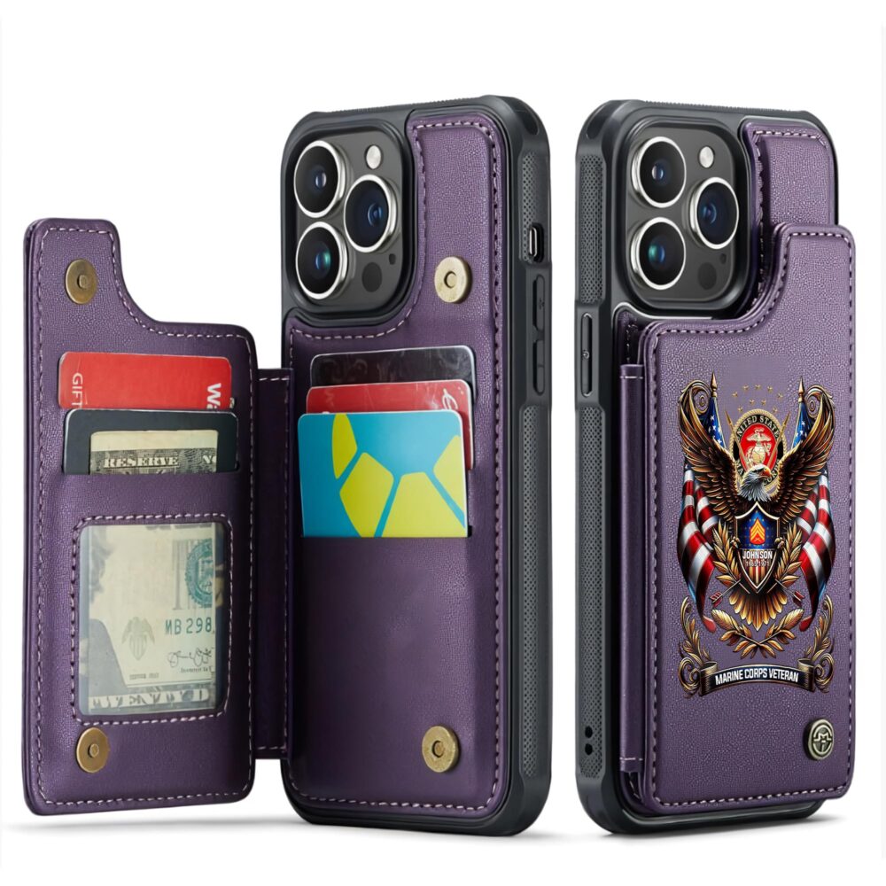 US Marine Corps, Honoring All Who Served - Leather Flip Phone Case - Image 6
