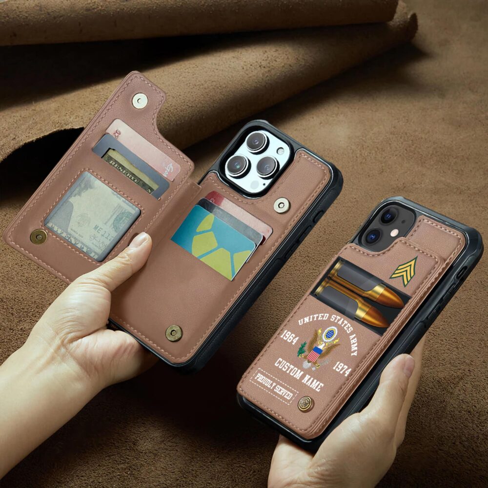 US Army, O 6 Army Colonel - Leather Flip Phone Case - Image 2