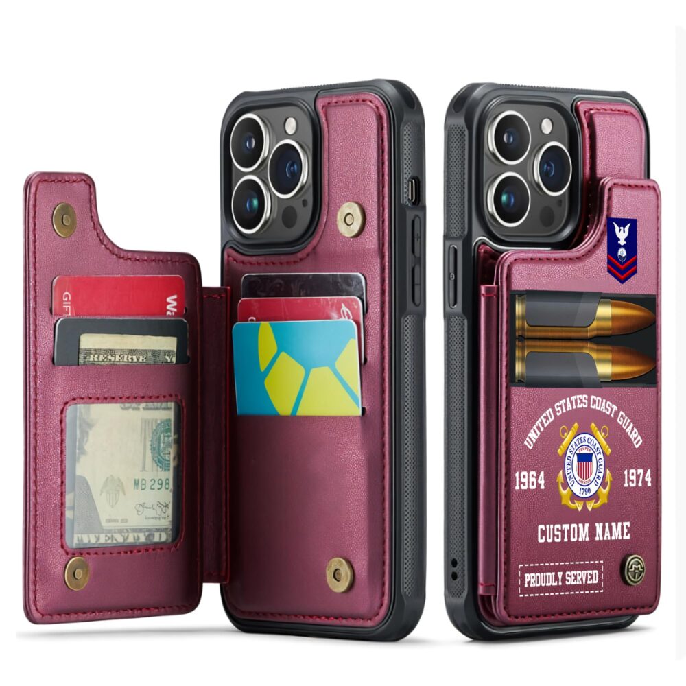 US Coast Guard, E 5 Red - Leather Flip Phone Case - Image 4