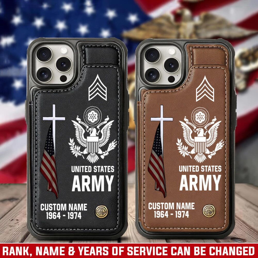 US Army, E 9 Army Sergeant Major - Leather Flip Phone Case