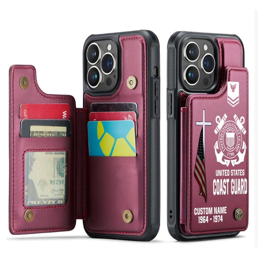 US Coast Guard, All Gave Some, Some Gave All - Leather Flip Phone Case - Image 4
