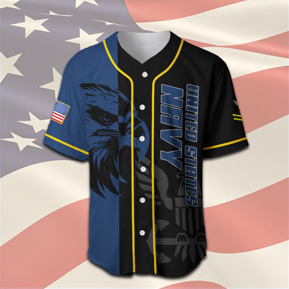 US Navy, Land Of The Free, Because Of The Brave - Baseball Jersey - Image 2