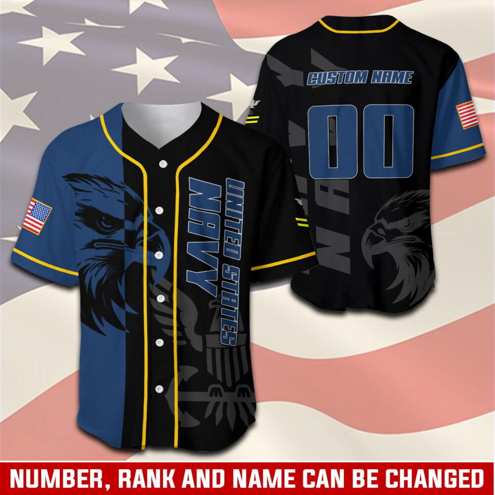 US Navy, Land Of The Free, Because Of The Brave - Baseball Jersey