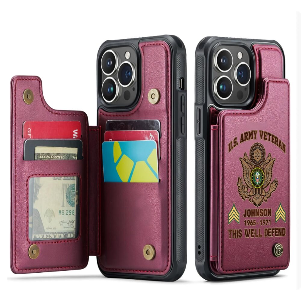 US Army, Defender of Freedom - Leather Flip Phone Case - Image 4