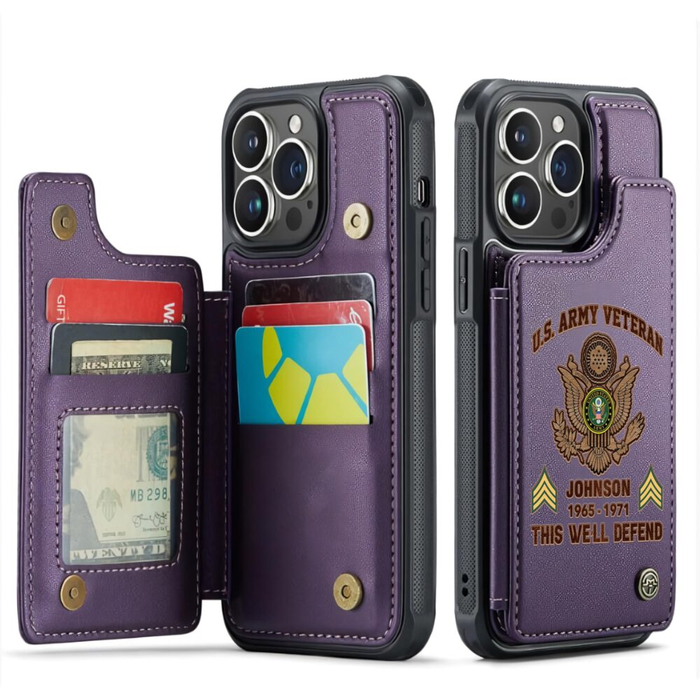 US Army, Defender of Freedom - Leather Flip Phone Case - Image 6