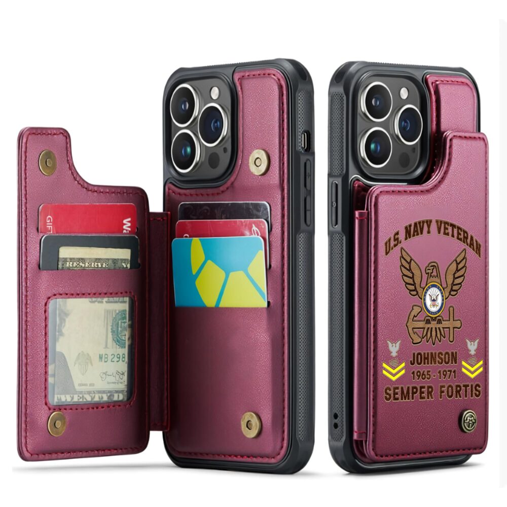 US Navy, E 4 Red - Leather Flip Phone Case - Image 4