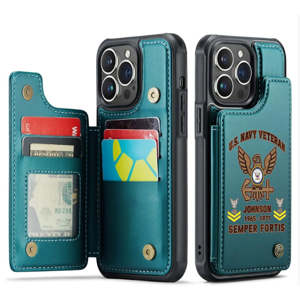 US Navy, E 4 Red - Leather Flip Phone Case - Image 5