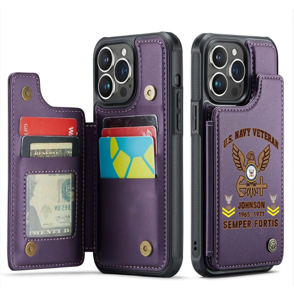 US Navy, E 4 Red - Leather Flip Phone Case - Image 6