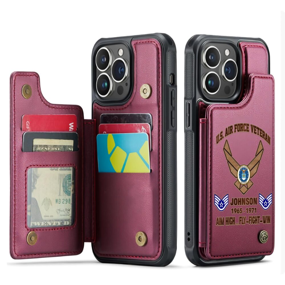 US Air Force , Service Before Self - Leather Flip Phone Case - Image 4