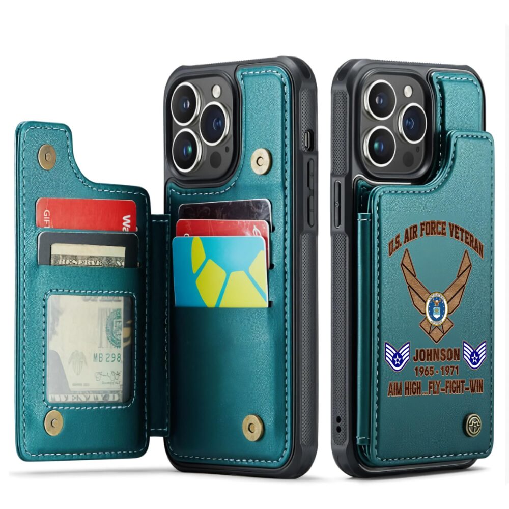 US Air Force , Service Before Self - Leather Flip Phone Case - Image 5