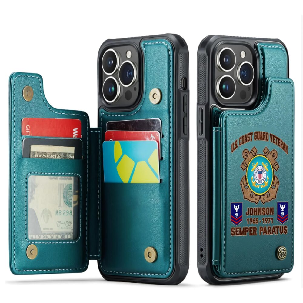 US Coast Guard, Remember - Honor - Respect - Leather Flip Phone Case - Image 5