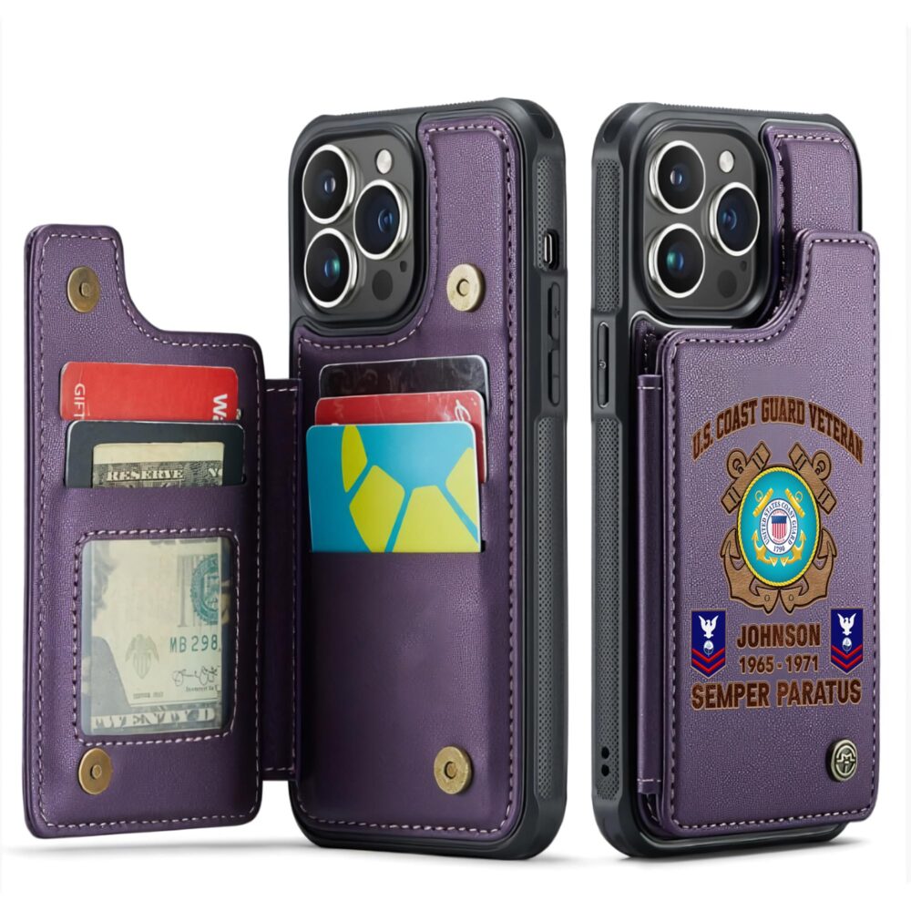 US Coast Guard, Remember - Honor - Respect - Leather Flip Phone Case - Image 6