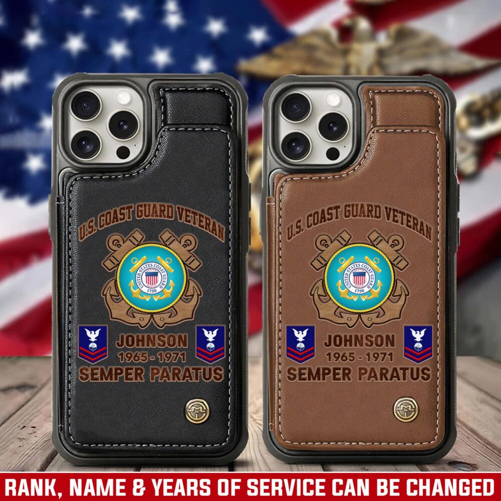 US Coast Guard, Remember - Honor - Respect - Leather Flip Phone Case