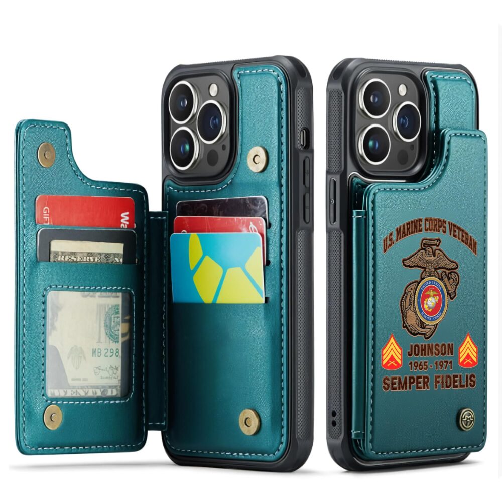 US Marine Corps, E 2 Marines Private First Class - Leather Flip Phone Case - Image 5