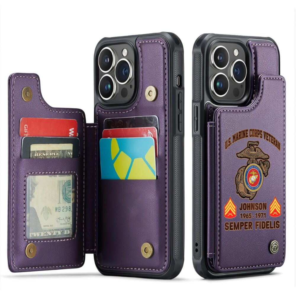 US Marine Corps, E 2 Marines Private First Class - Leather Flip Phone Case - Image 6