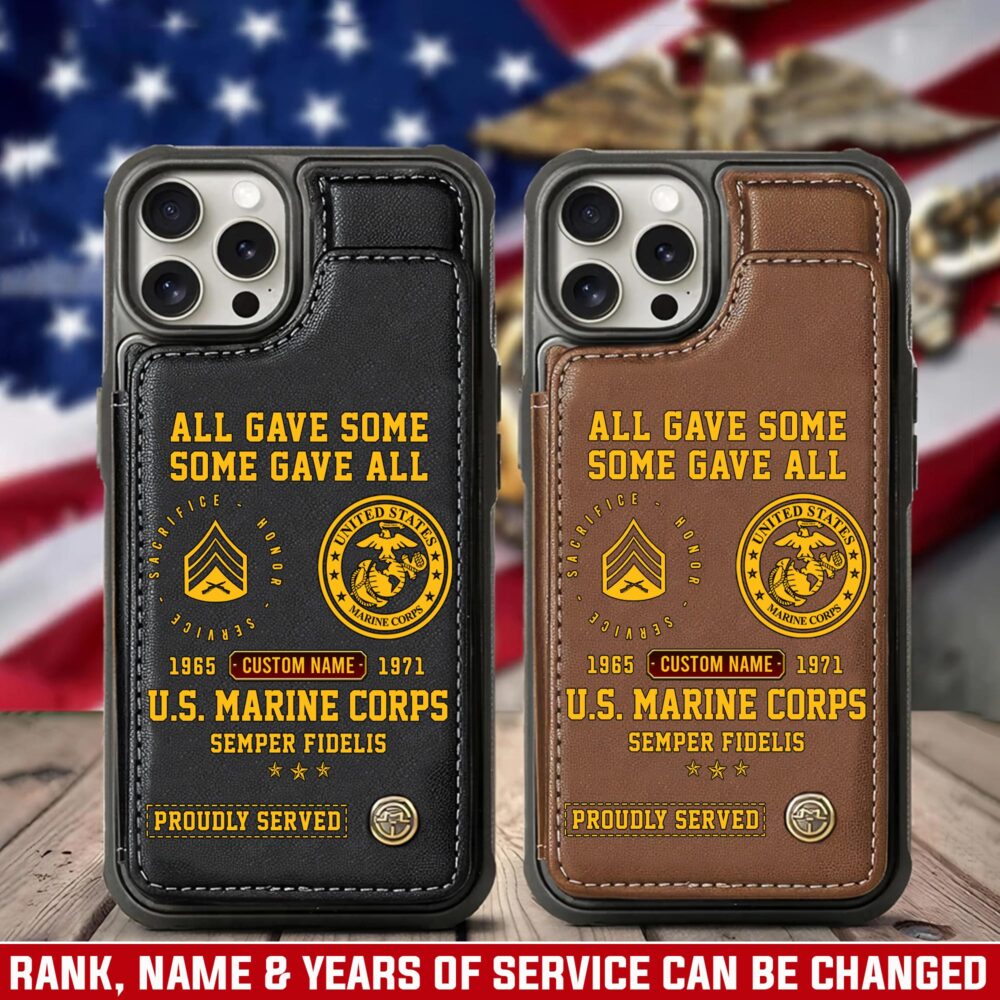 US Marine Corps - Leather Flip Phone Case