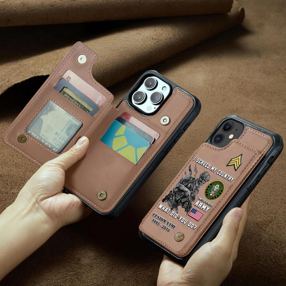 US Army, E 6 Army Specialist - Leather Flip Phone Case - Image 2