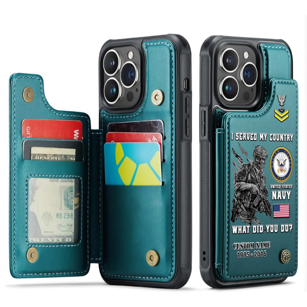 US Navy, Proud To Have Served - Leather Flip Phone Case - Image 5