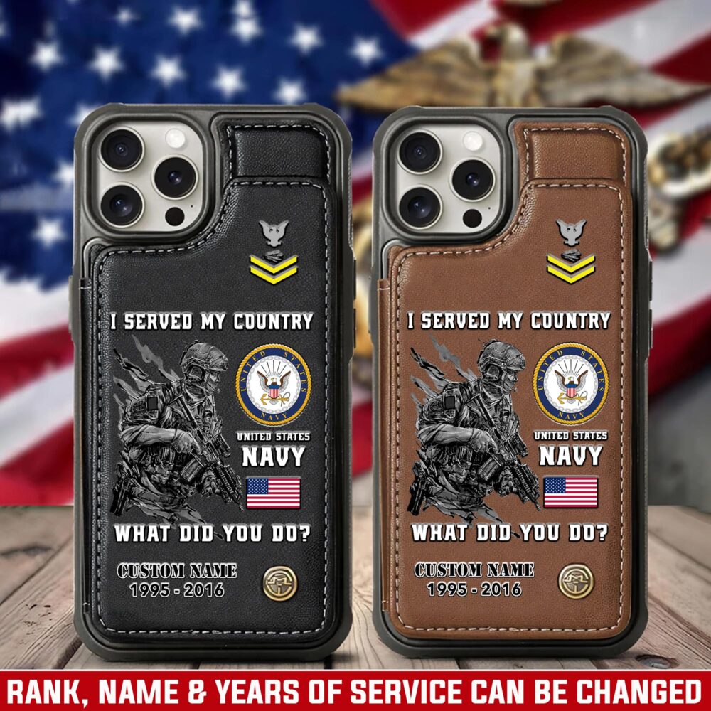 US Navy, Proud To Have Served - Leather Flip Phone Case
