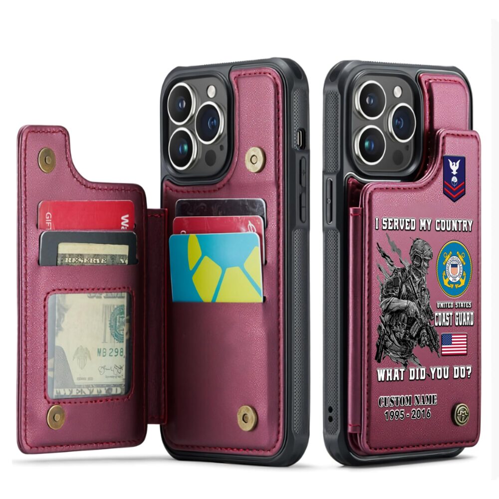 US Coast Guard, Remember - Honor - Respect - Leather Flip Phone Case - Image 4