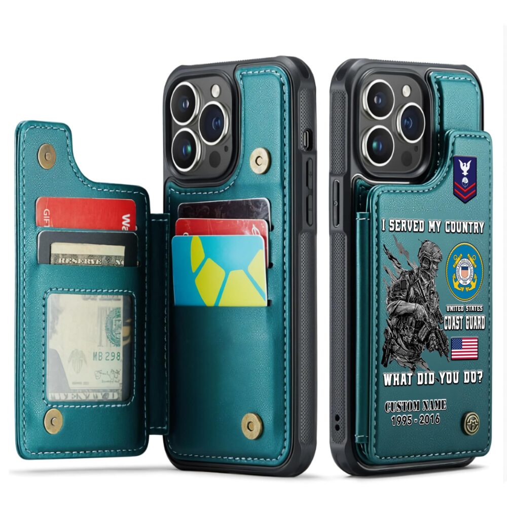 US Coast Guard, Remember - Honor - Respect - Leather Flip Phone Case - Image 5