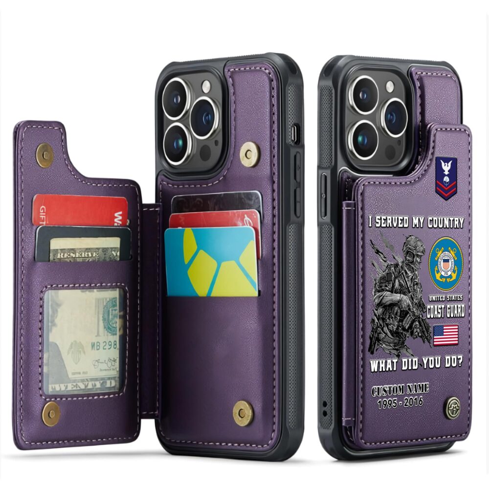 US Coast Guard, Remember - Honor - Respect - Leather Flip Phone Case - Image 6