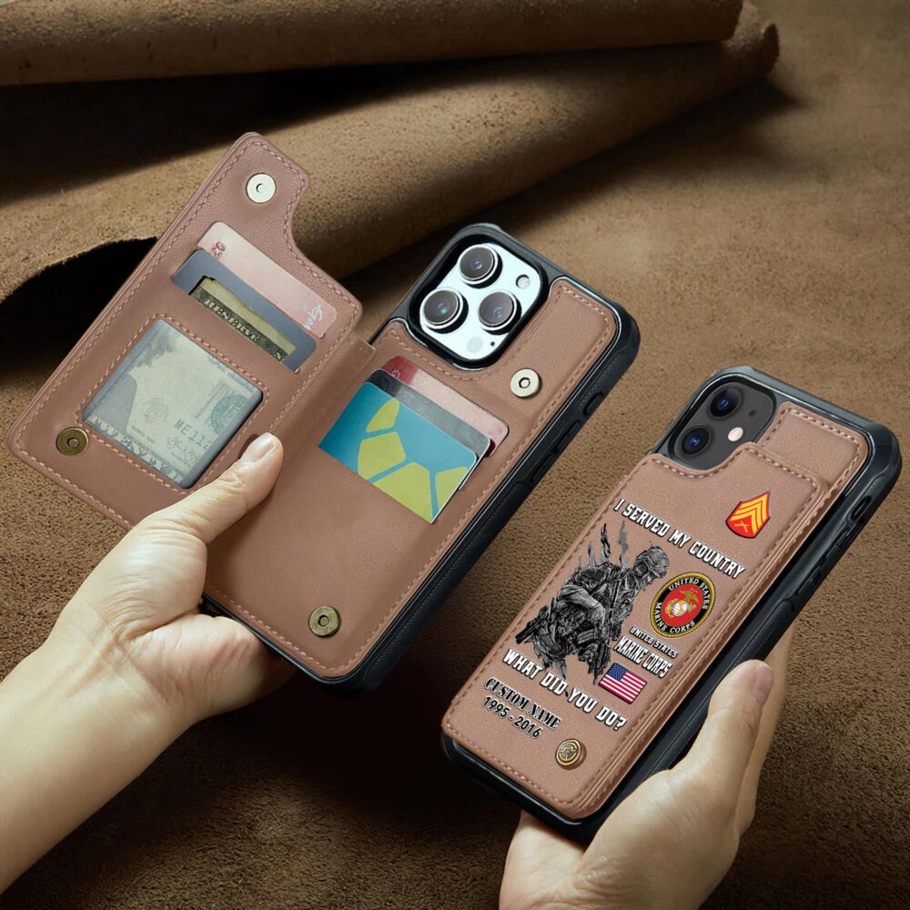 US Marine Corps, Never Retreat, Never Surrender - Leather Flip Phone Case - Image 2
